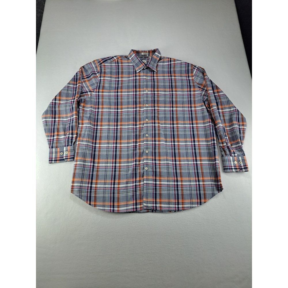 Peter Millar Button Up Shirt Mens XXL Plaid Multicolor Long Sleeve Cotton‎